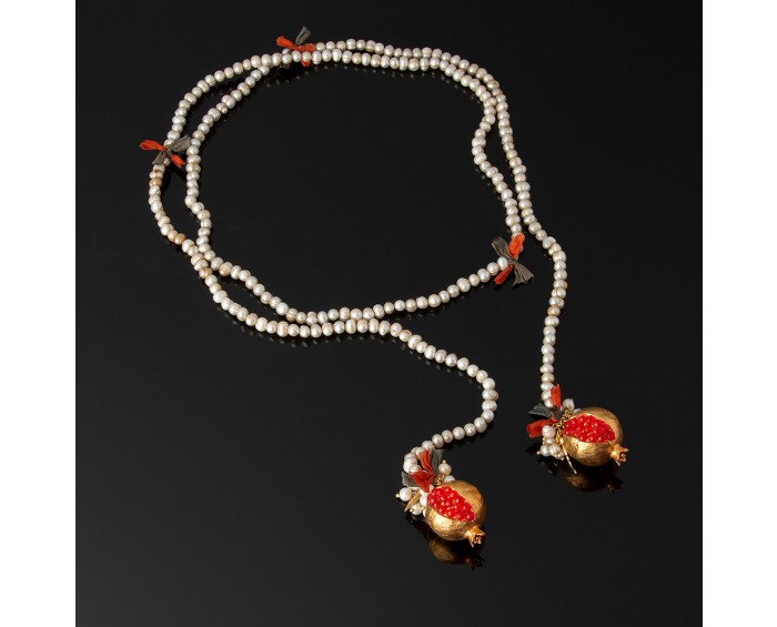 Handmade Pomegranate Figured Pearl Necklace TEN0221