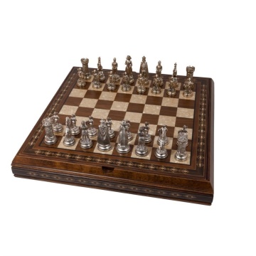 20.5 Inches Istanbul Chess Set Walnut - Mother of Pearl inlaid Chess B –  Craftsoy