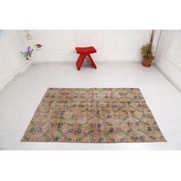 Small Rug, Turkish Rug, order Vintage Rug, Patchwork Carpet, 37x52 inches Brown Rug, Bohemian Entry Carpet, Anatolian Kitchen Rug, 2261