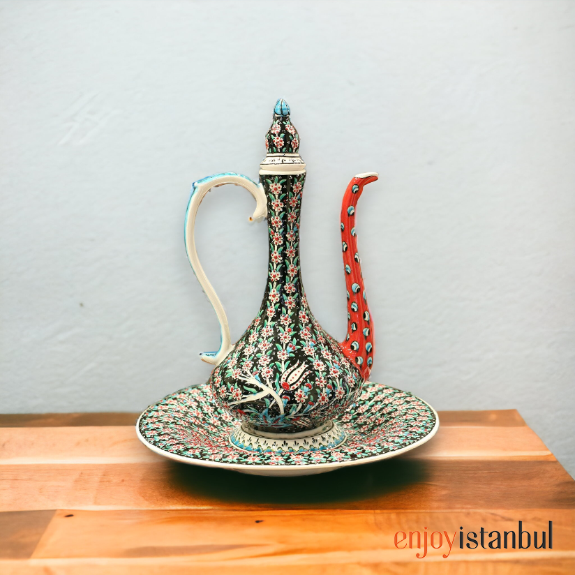 Handpainted White Color Copper Turkish Tea Pot