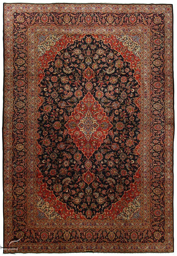 2.5'x4' Ivory Kashan Silk Rug Oriental Carpet Medallion Design