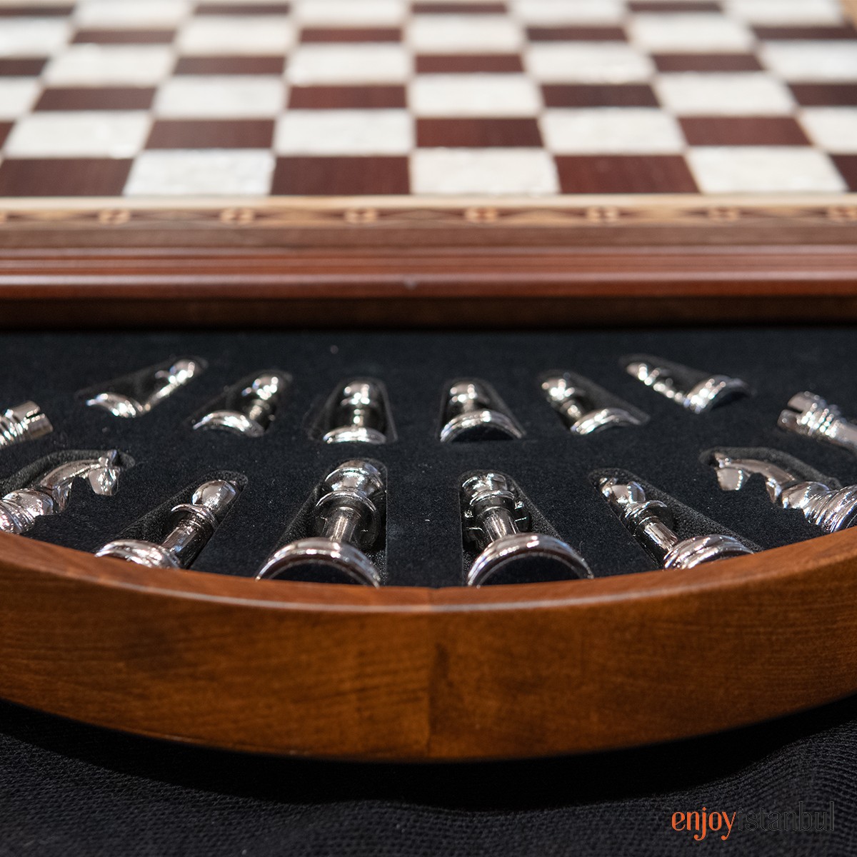 Vintage Mother of Pearl Inlaid and Wood Chess Set. outlet Read Description.