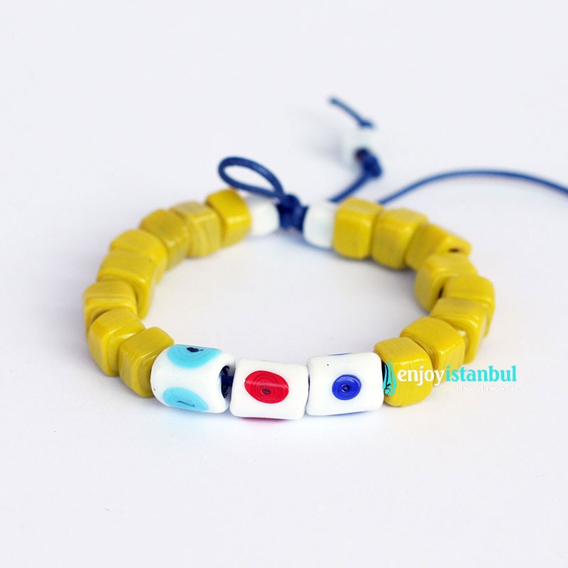 Turkish Evil Eye Bracelet with yellow beads