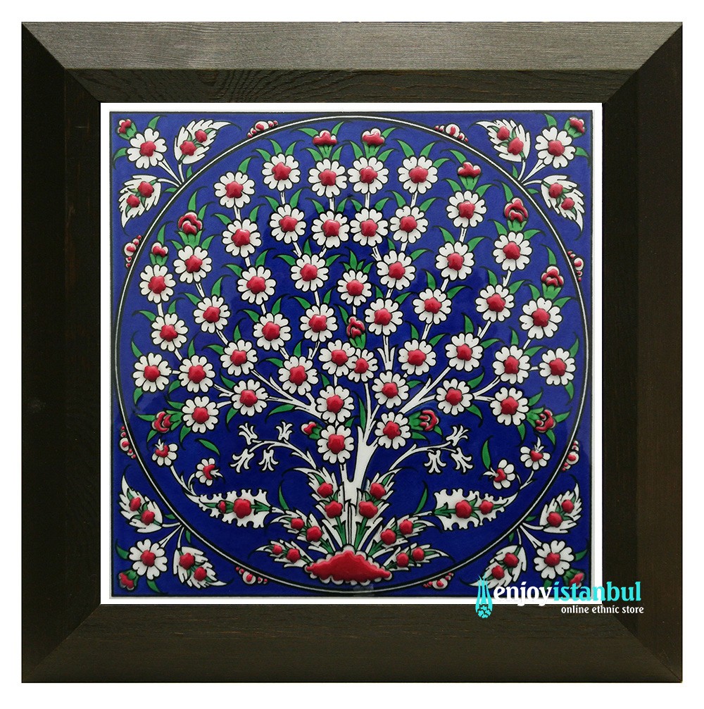 Turkish Tile Ceramic Art, Authentic Ceramic Tile Decor, Traditional discount Tile Patterned Ceramic, Wall Decor, Framed Ceramic, Decorative Tile