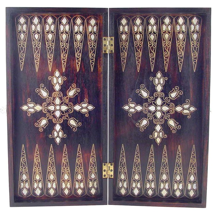 Backgammon Mother of Pearl Pieces in a fashion Mother of Pearl Jewellery Box