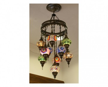 Mosaic Chandelier with 11 Globes