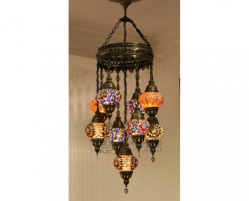 Mosaic Chandelier with 9 Globes