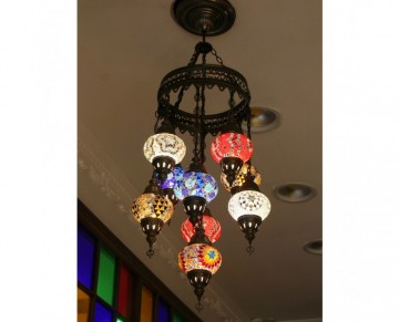 Mosaic Chandelier with 9 Globes