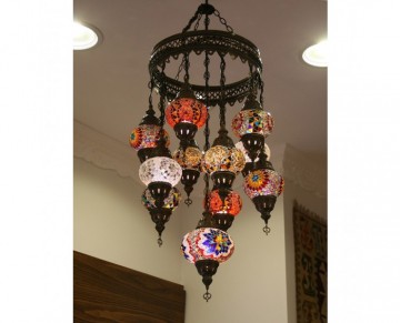 Mosaic Chandelier with 11 Globes