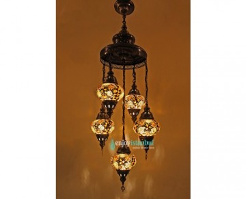 Mosaic Chandelier with 5 Globes