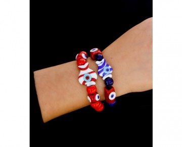 Turkish Evil Eye Bracelet Set Blue and Red beads