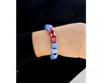 Turkish Evil Eye Bracelet with Blue and Red beads