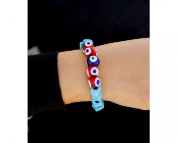 Turkish Evil Eye Bracelet with Blue and Red beads