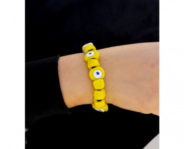 Turkish Evil Eye Bracelet with yellow beads