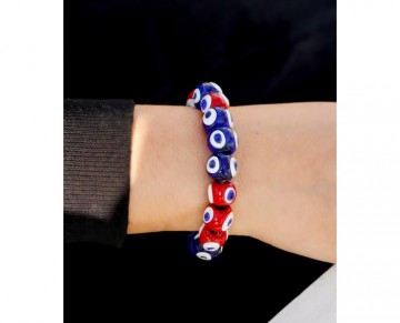 Turkish Evil Eye Bracelet with fish and blue-red beads