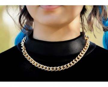 Gold Colored Chunky Style Chain Choker-Brass Punk Style Necklace