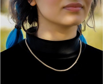 Gold Colored Brass Wheat Chain Choker Necklace