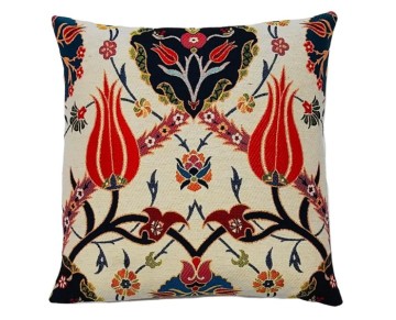 Turkish Pillow Cover Â withÂ White Tulip