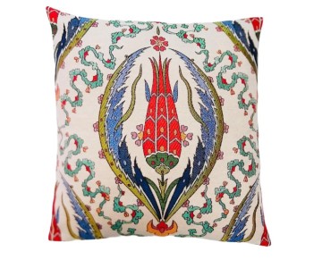 Turkish Pillow Cover with White Tulip