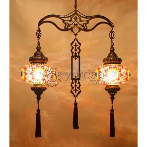 Mosaic Chandelier with 2 Globes