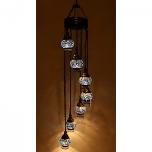 Mosaic Chandelier with 7 Globes