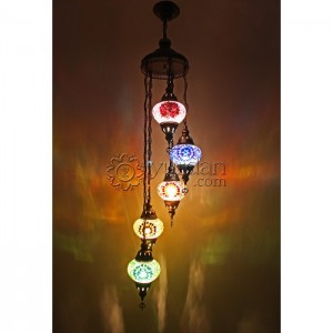 Mosaic Chandelier with 5 Globes