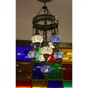 Mosaic Chandelier with 9 Globes