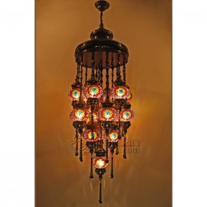 Mosaic Chandelier with 16 Globes