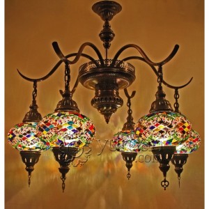 Mosaic Chandelier with 6 Globes