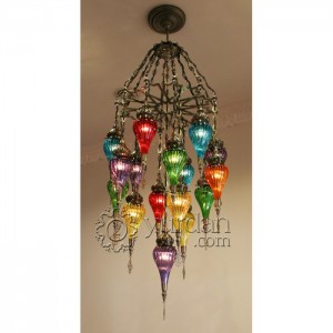 Pyrex Glass Ottoman Chandelier with 16 Globes