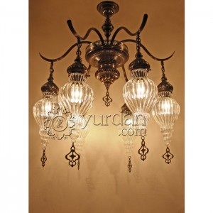 Drop Shaped Pyrex Glass Design Ottoman Chandelier with 6Â Globes