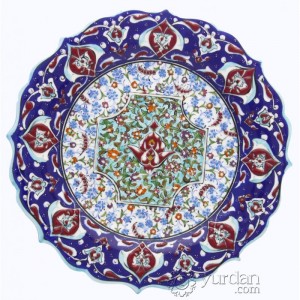 Iznik Design Ceramic Plate - Tezhip with Rumi