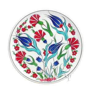 Iznik Design Ceramic Plate - Tulip and Carnation