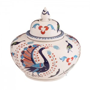 Iznik Design Ceramic Jar - Peacock