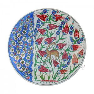 Iznik Design Ceramic Plate - Spring Flowers and Tulip