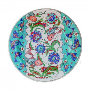 Iznik Design Ceramic Plate - Fish