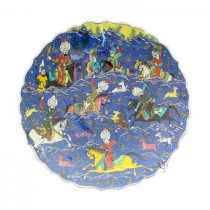 Iznik Design Ceramic Plate - Ottoman Soultan Hunting View