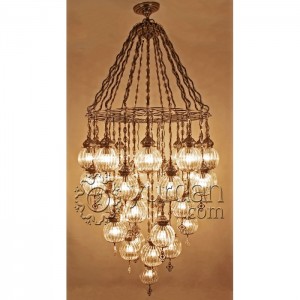 Ottoman Chandelier Lamp with 36 Pyrex Globes