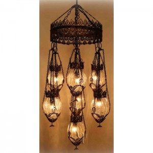 Ottoman Chandelier with 7 Filigree Globes