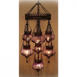 Ottoman Chandelier with 7 Filigree Globes