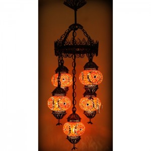 Mosaic Filigree Chandelier with 5 Globes