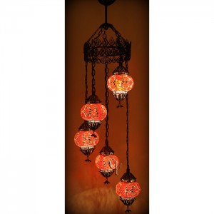 Mosaic Filigree Chandelier with 5 Globes