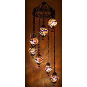 Mosaic Filigree Chandelier with 7 Globes