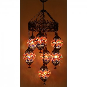 Mosaic Filigree Chandelier with 7 Globes