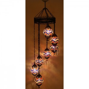 Mosaic Filigree Chandelier with 7 Globes