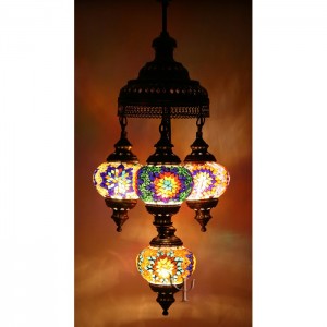 Mosaic Chandelier with 4 Globes