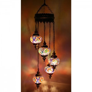 Mosaic Chandelier with 5 Globes