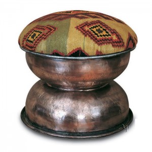 Kilim and Old Copper Ottoman