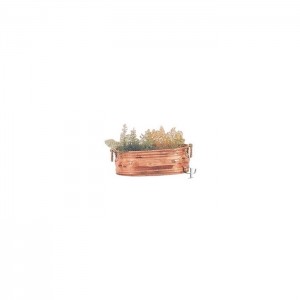 Turkish Copper Oval Flower - Pot with Two Rings (Large)