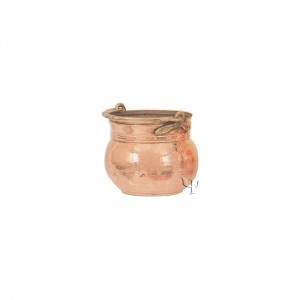 Turkish Copper Trabzon Ball - Shaped Bucket with Brass Handle (Small)